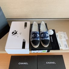 Chanel Spring And Summer New Double C Logo Fisherman Shoes Dark Blue And Dark Blue