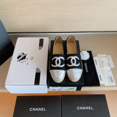 Chanel Spring And Summer New Double C Logo Fisherman Shoes Black And Silver