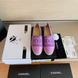 Chanel Spring And Summer New Double C Logo Fisherman Shoes Purple