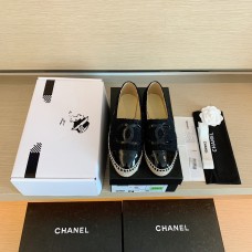 Chanel Spring And Summer New Double C Logo Fisherman Leather Shoes Black