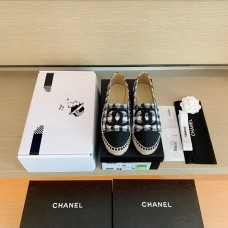 Chanel Spring And Summer New Double C Logo Fisherman Shoes Black And Black