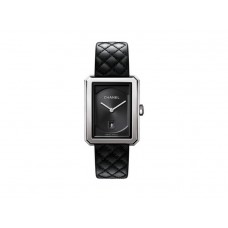 Chanel BOY·FRIEND TWEED Watch Calfskin Strap In Black