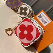 Louis Vuitton Monogram Cube Coin Wallet Red