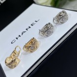 Chanel CNC engraved rhombic logo earrings with diamonds