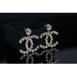 Chanel Early Spring New Big Logo Crystal Stud Earrings