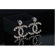 Chanel Early Spring New Big Logo Crystal Stud Earrings