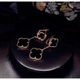 Van Cleef & Arpels Magic Alhambra Onyx Earrings 2 Flowers 