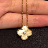 Van Cleef & Arpels VCA Gold Shell Four-leaf Clover Necklace