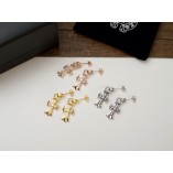 Chrome Hearts Full Rhinestone Cross Stud Earrings