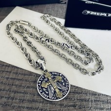 Chrome Hearts Round Medal*Cross Pendant Double Necklace