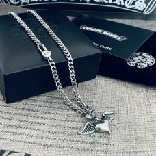 Chrome Hearts Winged Heart-shaped Side Side Necklace