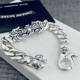 Chrome Hearts Cross Vine Flower Round Buckle Flame Bracelet