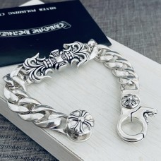 Chrome Hearts Cross Vine Flower Round Buckle Flame Bracelet